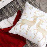 SOGA 2-Pack 45cm White & Gold Christmas Reindeer Throw Pillows