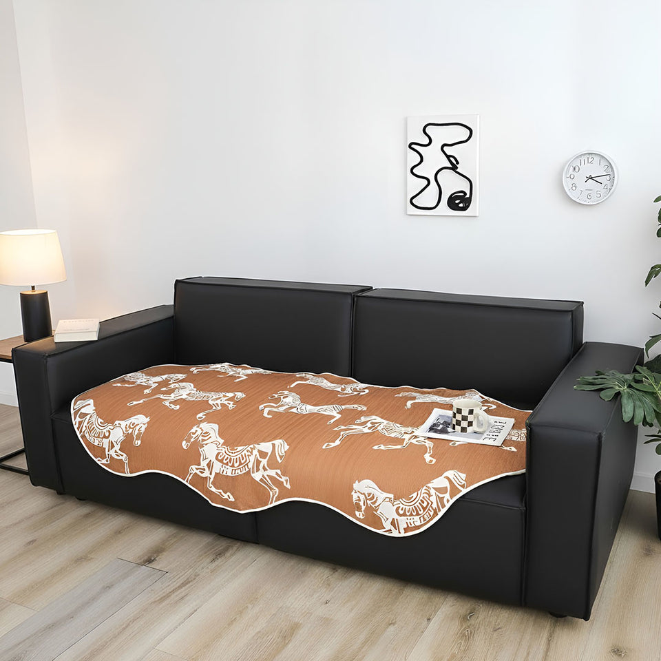 SOGA One-Seater Orange Horse Print 90x90cm Throw Blanket Sofa Cover