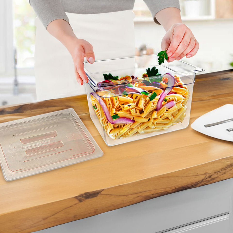 SOGA 6-Pack 200mm Clear Gastronorm 1/2 GN Pans with Lids