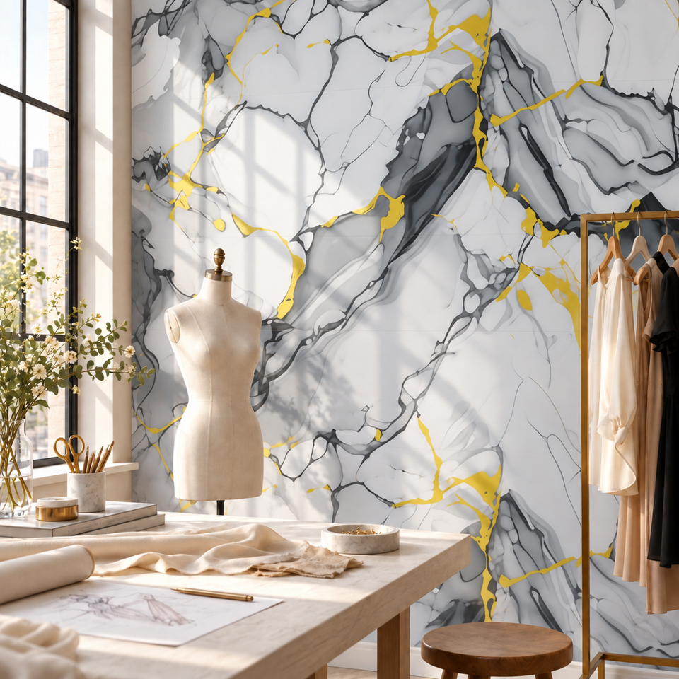 SOGA Peel & Stick Floor and Wall Tiles 30 x 60cm 10 Pack Blue Agate Faux Marble