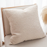 SOGA 2X Boucle Textured Cushion 50cm Cream White Soft Cozy Decorative Throw Pillow