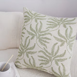 SOGA 50cm Botanical Green Fern Leaf Embroidered Decorative Throw Pillow