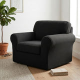 SOGA 1-Seater Black Sofa Cover Couch Protector High Stretch Lounge Slipcover Home Decor