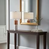SOGA 2X 60cm White Marble Bedside Modern Desk Table Lamp Living Room Shade with Cylinder Base
