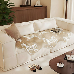 SOGA Four-Seater Beige Horse Print 90x260cm Throw Blanket Sofa Cover