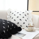 SOGA 2X 45cm Throw Pillow  White Ruffled Square Decorative Cushion for Rose Lovers Cozy Home Decor