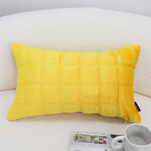 SOGA 2X 30cm Yellow Quilted Grid Pattern Decorative Throw Pillow