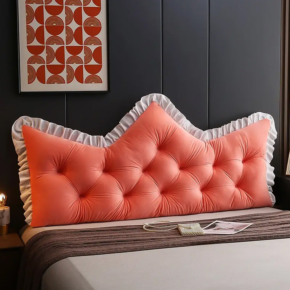 SOGA 2x150cm Crown Pillows Tufted Pink Headboard Cushion Set