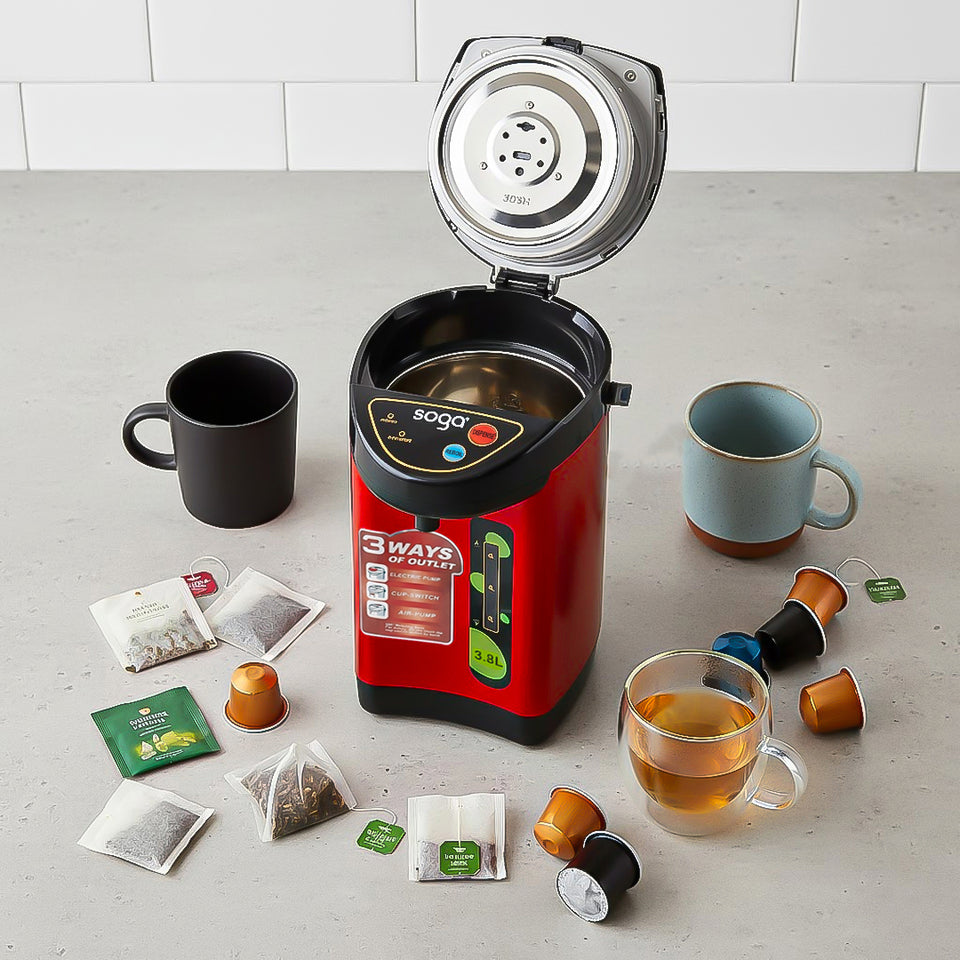 SOGA 2X 3.8L Red Stainless Steel Electric Kettle Water Boiler with 3 Dispensing Modes