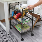 SOGA 2X 3 Tier Steel Black Bee Mesh Kitchen Cart Multi-Functional Shelves Storage Organizer with Wheels