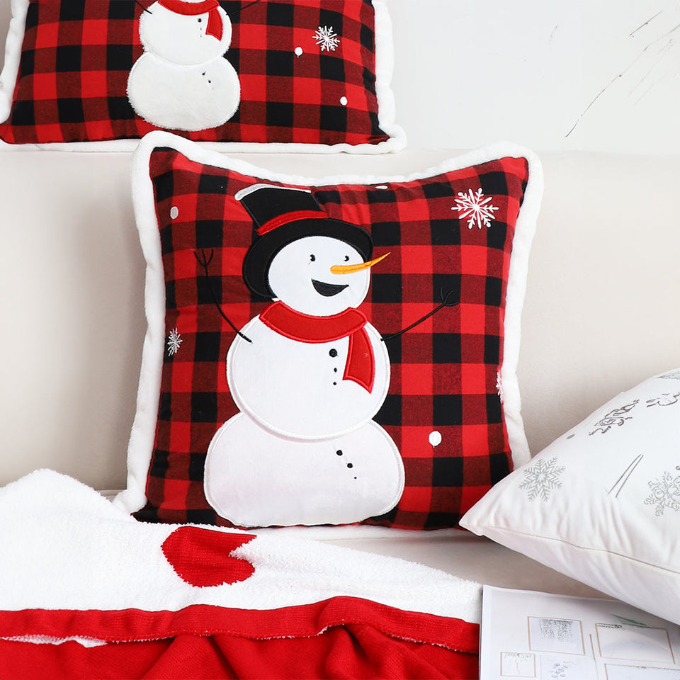 SOGA 45cm Red Christmas Snowman Throw Pillow