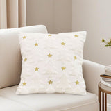 SOGA 45cm Celestial Cream Textured Gold Star Pattern Throw Pillow