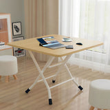 SOGA Wood-Colored Dining Table Portable Square Surface Space Saving Folding Desk Home Decor