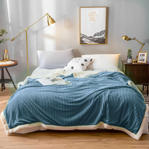 SOGA 2X Blue Throw Blanket Warm Cozy Double Sided Thick Flannel Coverlet Fleece Bed Sofa Comforter