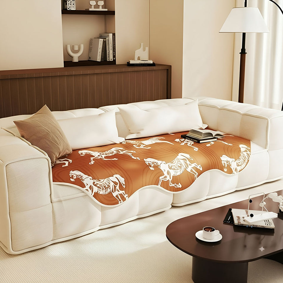 SOGA Three-Seater Orange Horse Print 90x210cm Throw Blanket Sofa Cover