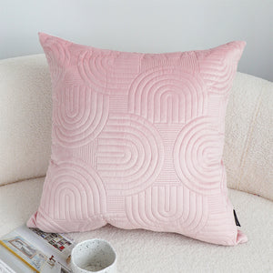 SOGA 2X 50cm Pink Textured Geometric Pattern Decorative Throw Pillow