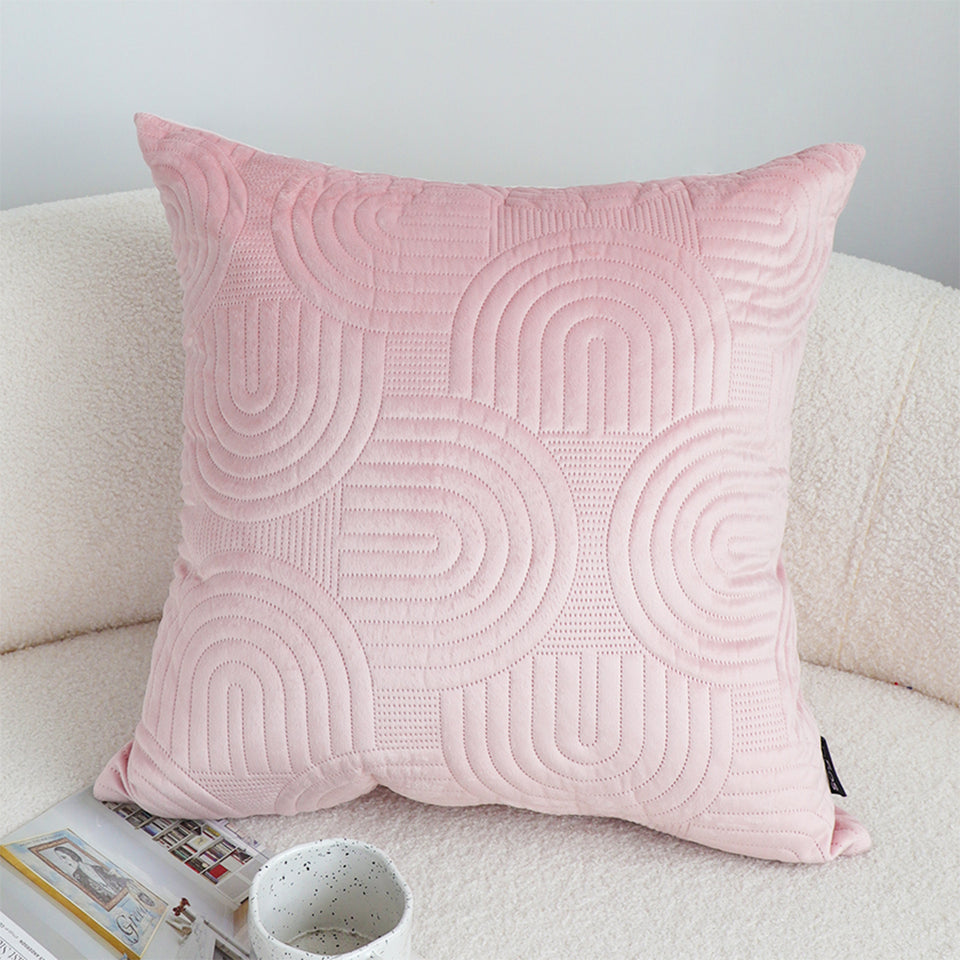 SOGA 2X 50cm Pink Textured Geometric Pattern Decorative Throw Pillow
