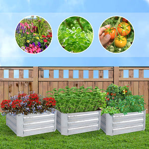 SOGA 2X 60cm Square Galvanised Raised Garden Bed Vegetable Herb Flower Outdoor Planter Box