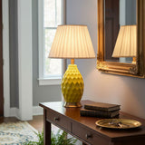 SOGA Textured Ceramic Oval Table Lamp with Gold Metal Base Yellow