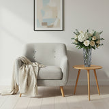 SOGA Home & Living Bundle – Walnut Side Coffee Table & Grey Glass Vase for Modern Home Decor