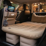SOGA Car Bundle – White Back Seat Storage Organizer & Beige Honeycomb Inflatable Mattress