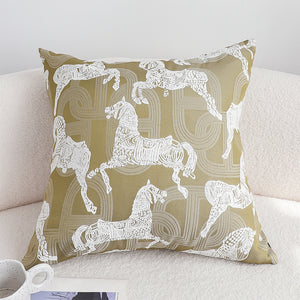 SOGA 2X 50cm Vintage Olive Green White Horse Pattern Throw Pillow