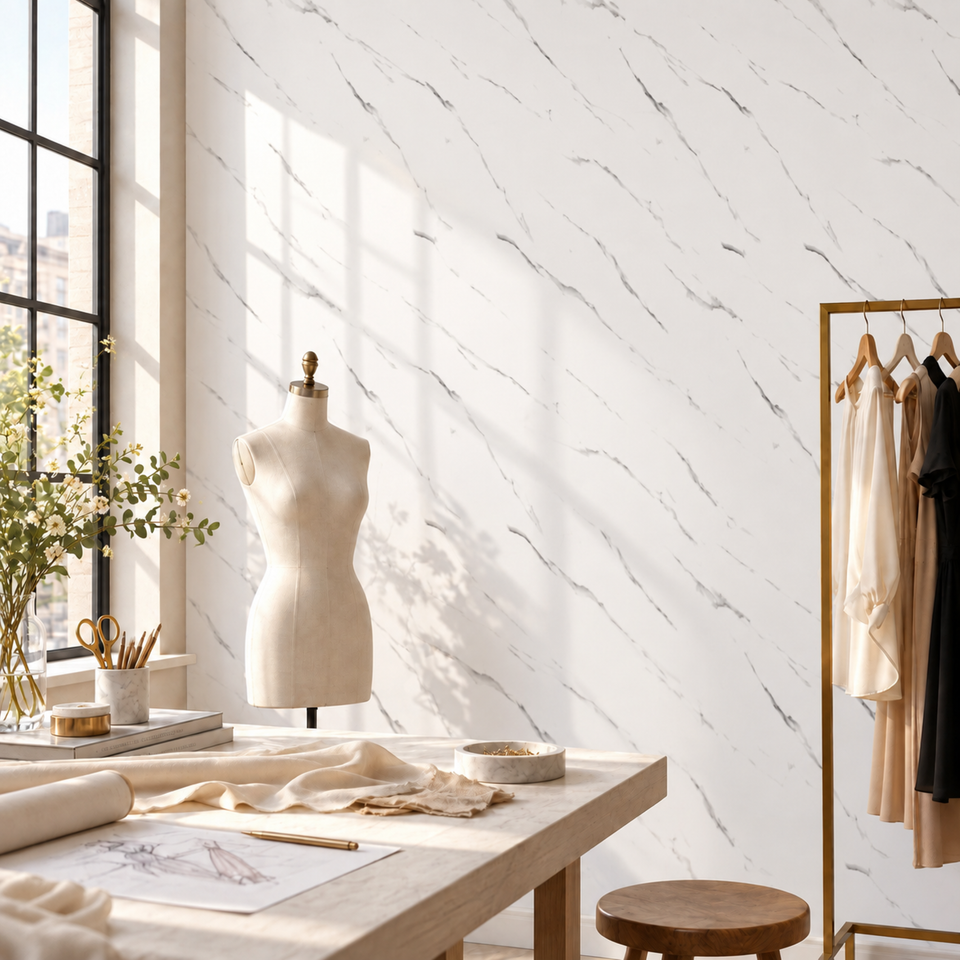 SOGA Peel & Stick Floor and Wall Tiles 30 x 30cm 10 Pack White Faux Marble