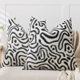 SOGA 2X 50cm Black White Abstract Swirl Pattern Decorative Throw Pillow
