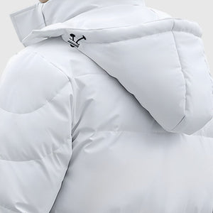 abbee White Winter Hooded Overcoat Long Jacket Stylish Lightweight Quilted Warm Puffer Coat