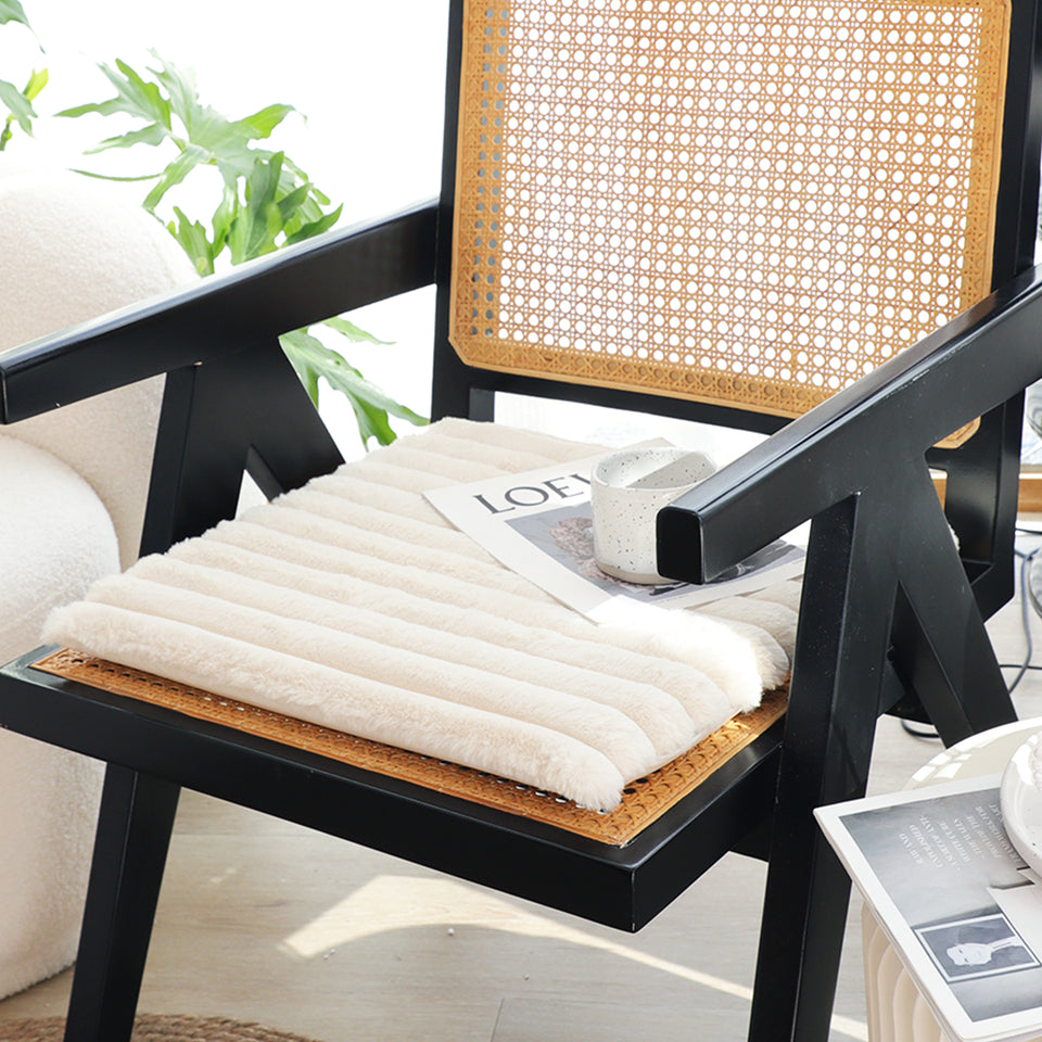 SOGA 2X Cream Corduroy Square Cushion Soft Leaning Plush Backrest Throw Seat Pillow