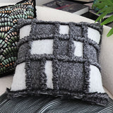 SOGA 2X 50cm Bohemian Gray Fringe Checkerboard Textured Throw Pillow