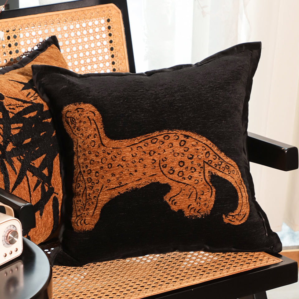SOGA 2X 45cm Modern Charcoal Gray Leopard Pattern Throw Pillow