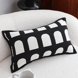 SOGA 30cm Contemporary Black White Geometric Pattern Throw Pillow