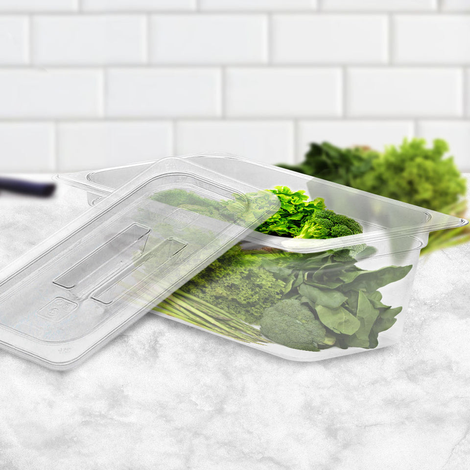 SOGA 4-Pack 65mm Clear Gastronorm GN Pan 1/3 Food Tray Storage with Lid