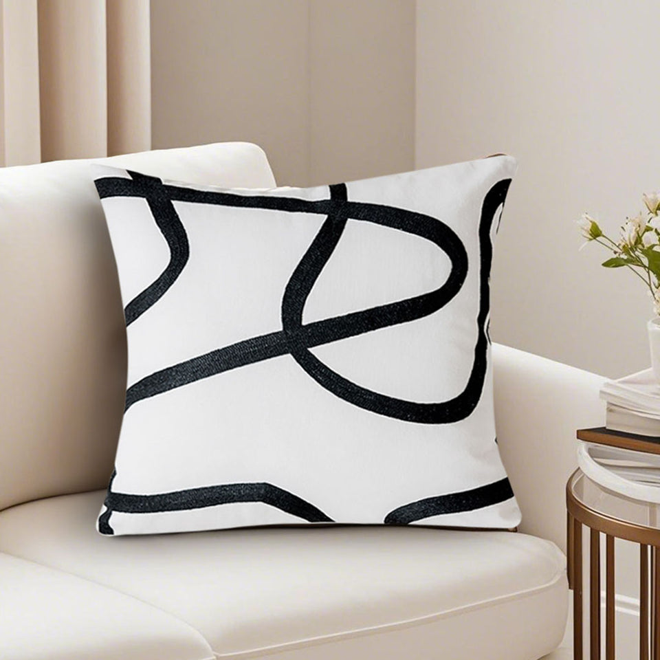 SOGA 45cm Square Modern Minimalist Black Letter Print Decorative Throw Pillow