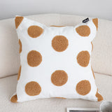 SOGA 2X Tufted Cushion 45cm White Brown Polka Dot Circle Pattern Decorative Throw Pillow