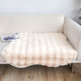 SOGA One-seater Cream Faux Fur Throw Blanket 90x90cm Polyester