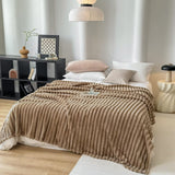 SOGA 150x200cm Warm & Cozy Flannel Polyester Throw Blanket Light Brown