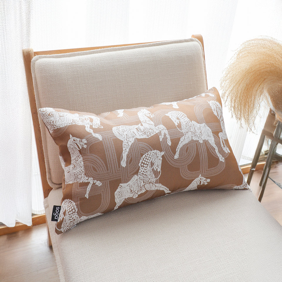 SOGA 2X 35cm Bohemian Camel Brown White Horse Pattern Throw Pillow