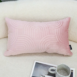 SOGA 2X 30cm Pink Textured Geometric Pattern Decorative Throw Pillow