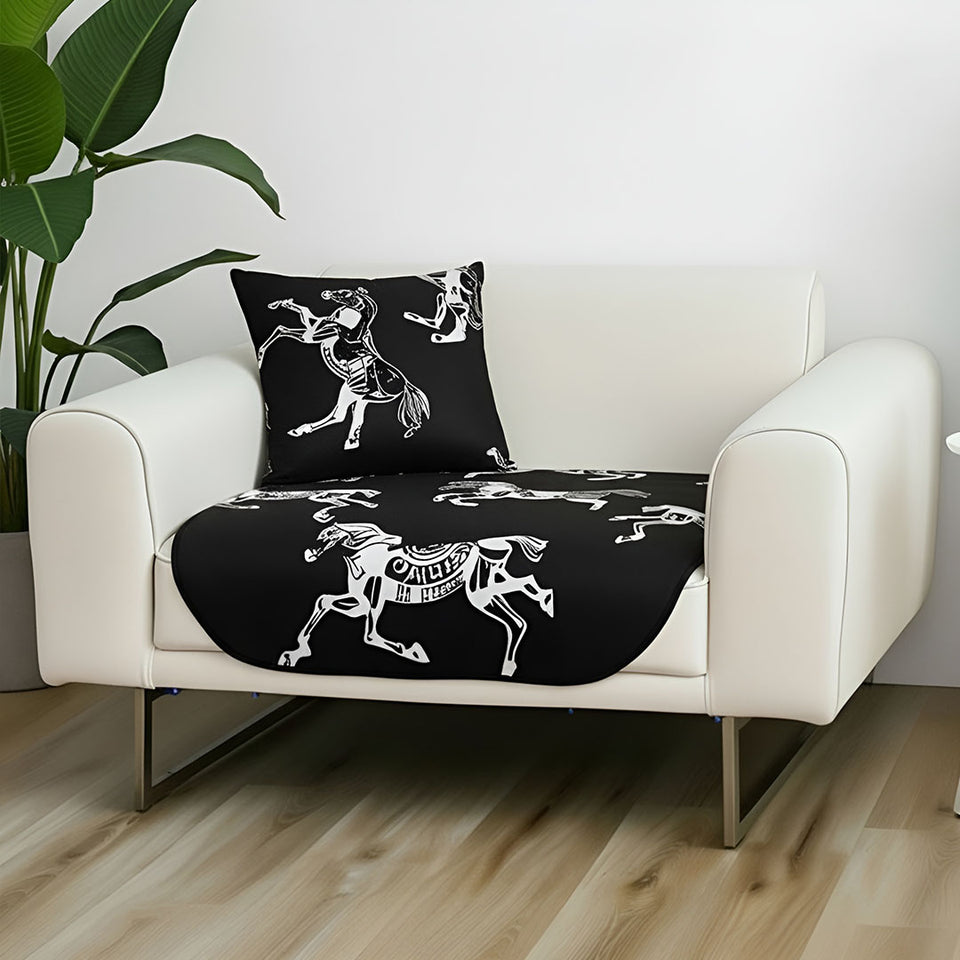 SOGA One-Seater Black Horse Print 90x90cm Throw Blanket Sofa Cover