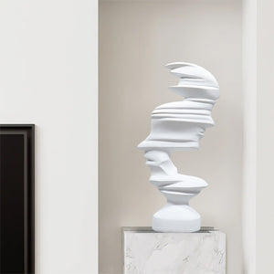 SOGA 44cm White Dual-Face Resin Sculpture Modern Abstract Art Accent for Home Decor