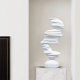 SOGA 44cm White Dual-Face Resin Sculpture Modern Abstract Art Accent for Home Decor