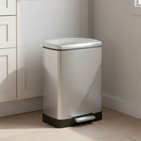 SOGA 2-Pack 12L Silver Stainless Steel Foot Pedal Trash Bin