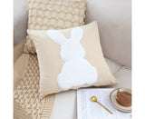 SOGA 2X 45cm Throw Pillow Light Tan Square Cushion with Soft White Rabbit Design Decorative Home Decor