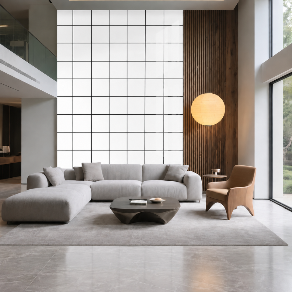 SOGA Peel & Stick Floor and Wall Tiles 60 x 60cm 10 Pack White Grid Tile Look