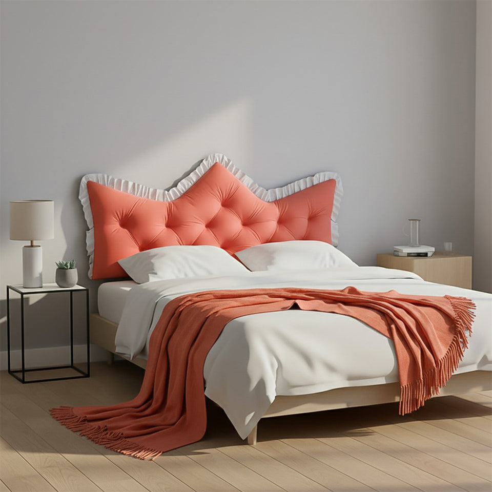 SOGA Home & Living Bundle – Pink Tufted Crown Pillow & Orange Acrylic Knitted Throw Blanket
