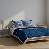 SOGA Home & Living Bundle – 2 Deep Sea Blue Gradient Pillow & Navy Blue Cozy Flannel Blanket