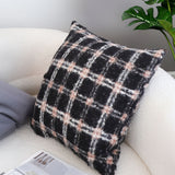 SOGA 50cm Modern Plaid Pattern Blush Pink Gray Decorative Throw Pillow