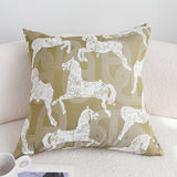 SOGA 50cm Vintage Olive Green White Horse Pattern Throw Pillow